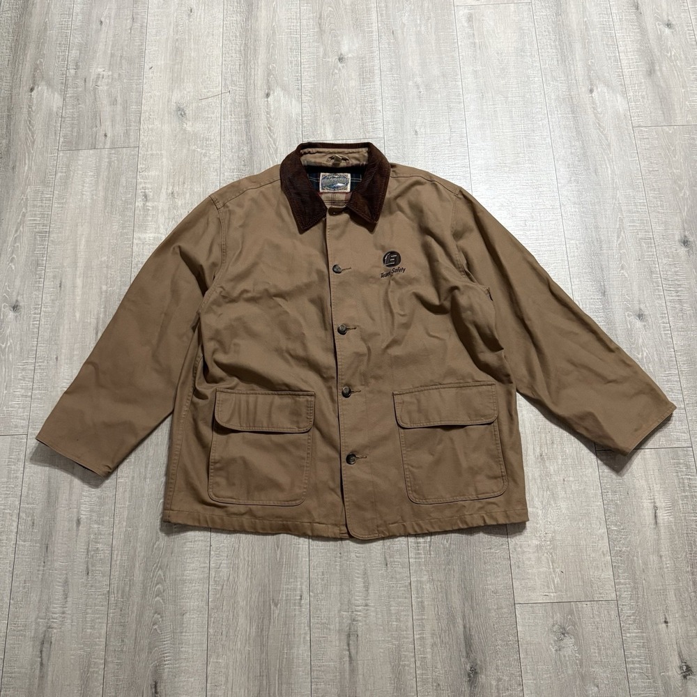 Dunbrooke Upstream Tan Barn Jacket Plaid Lined Corduroy Collar Workwear Men XL - Picture 2 of 10